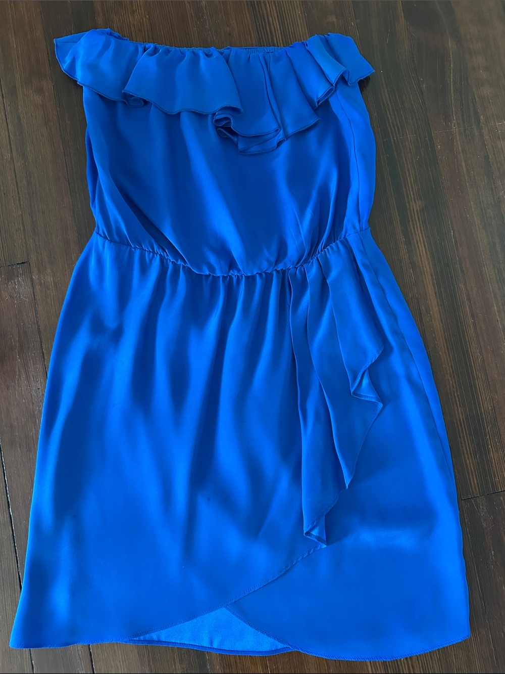 Strapless Amanda Uprichard Silk Mini Dress in Cobalt Blue